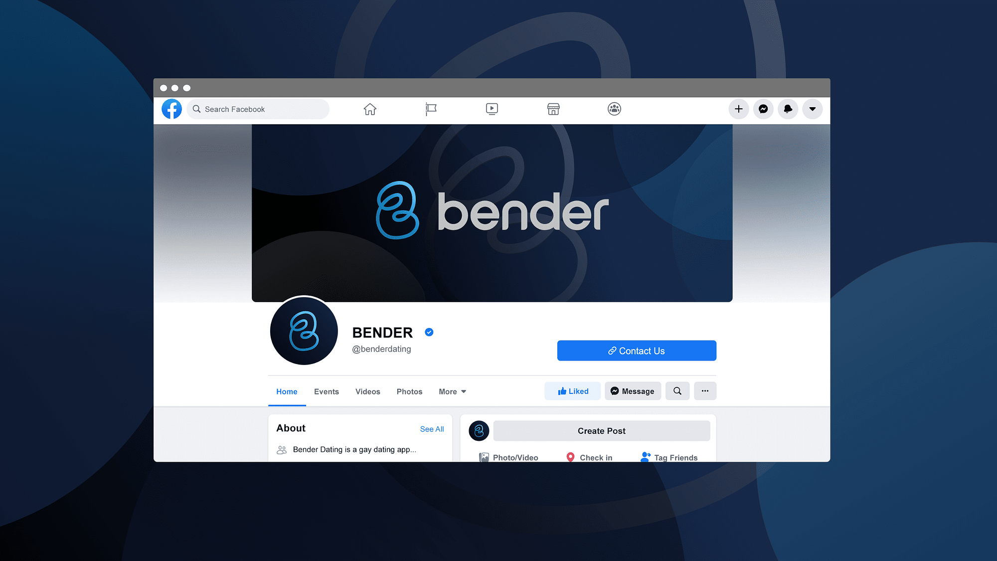 Bender Facebook Mockup